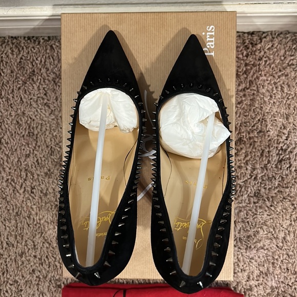 Christian Louboutin Anjalina 100 Veau Velours Black Gun Size 37 - Picture 9 of 9